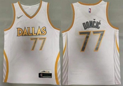 Men's Dallas Mavericks #77 Luka Doncic White City Icon Swingman Jersey
