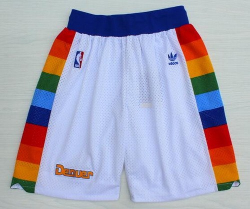 Men's Denver Nuggets White Throwback Swingman Shorts
