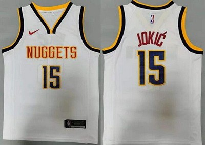Men's Denver Nuggets #15 Nikola Jokic White Icon Swingman Jersey
