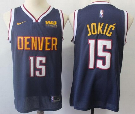Men's Denver Nuggets #15 Nikola Jokic Navy Icon Sponsor Swingman Jersey