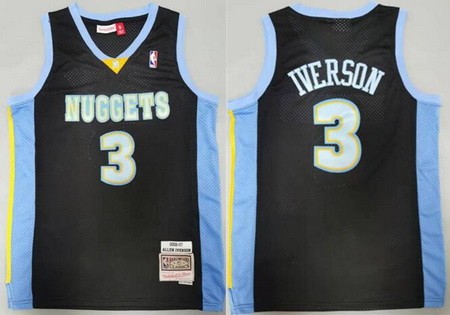 Men's Denver Nuggets #3 Allen Iverson Black 2006 Throwback Swingman Jersey