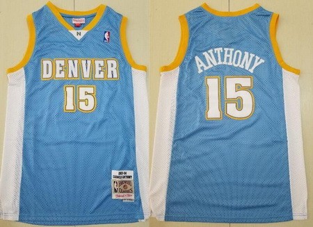 Men's Denver Nuggets #15 Carmelo Anthony Light Blue 2003 Throwback Swingman Jersey