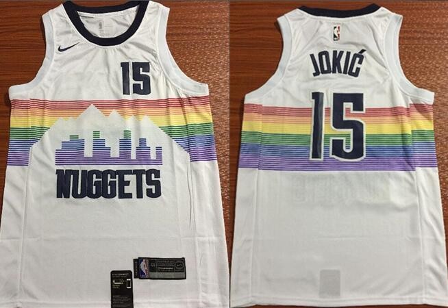 Men's Denver Nuggets #15 Nikola Jokic Whit 2018 City Icon Swingman Jersey
