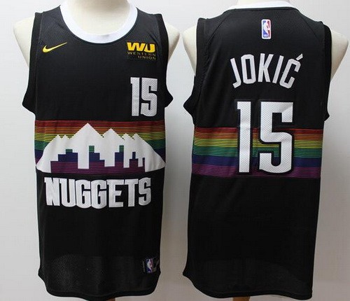 Men's Denver Nuggets #15 Nikola Jokic Black 2019 City Icon Sponsor Swingman Jersey