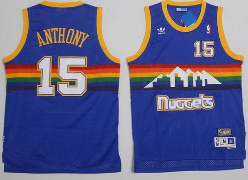 Men's Denver Nuggets #15 Carmelo Anthony Blue Throwback Swingman Jersey