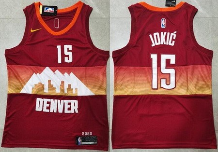 Men's Denver Nuggets #15 Nikola Jokic Red 2021 City Icon Swingman Jersey