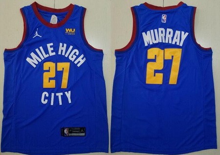 Men's Denver Nuggets #27 Jamal Murray Blue Statement Icon Sponsor Swingman Jersey