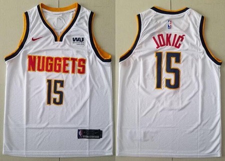 Men's Denver Nuggets #15 Nikola Jokic White 2019 Icon Sponsor Swingman Jersey