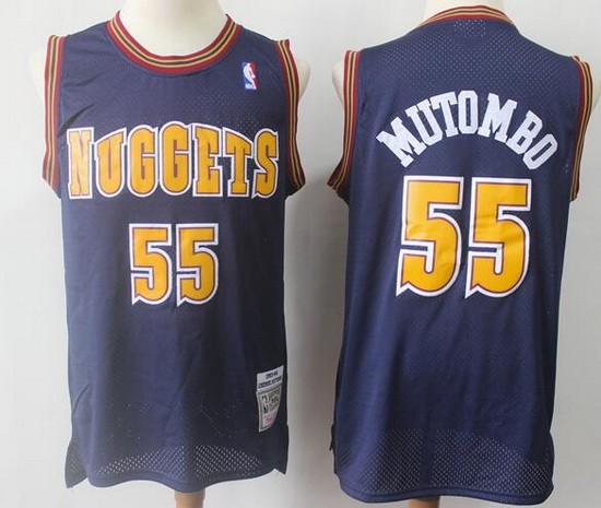 Men's Denver Nuggets #55 Dikembe Mutombo Navy 1993 Throwback Swingman Jersey