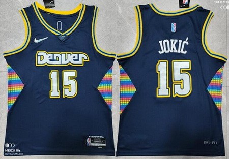 Men's Denver Nuggets #15 Nikola Jokic Navy City Diamond 75th Icon Swingman Jersey