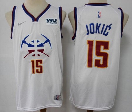 Men's Denver Nuggets #15 Nikola Jokic White 2021 Earned Icon Sponsor Swingman Jersey