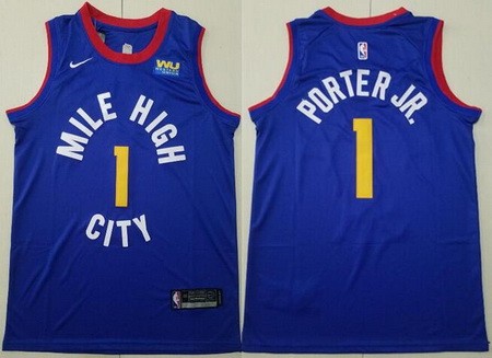 Men's Denver Nuggets #1 Michael Porter Jr Blue Statement Icon Sponsor Swingman Jersey