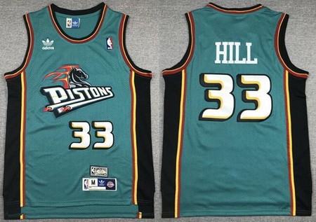 Men's Detroit Pistons #33 Grant Hill Green Hollywood Classic Throwback Swingman Jersey