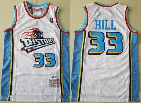 Men's Detroit Pistons #33 Grant Hill White 1998 Hollywood Classic Swingman Jersey