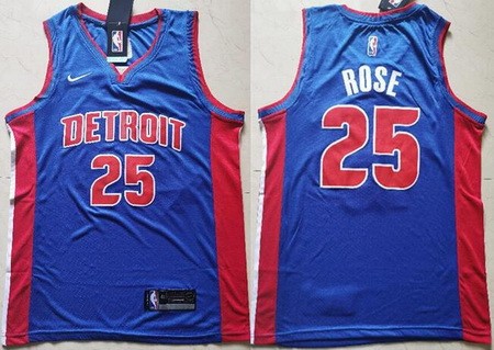 Men's Detroit Pistons #25 Derrick Rose Blue Icon Swingman Jersey