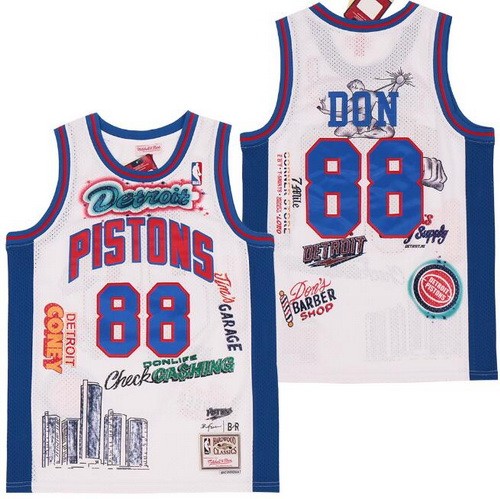 Men's Detroit Pistons #88 Don White Remix Big Season X Hollywood Classic Swingman Jersey