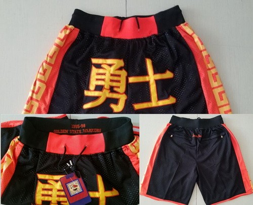 Men's Golden State Warriors Black 1995 Chinese Just Don Shorts