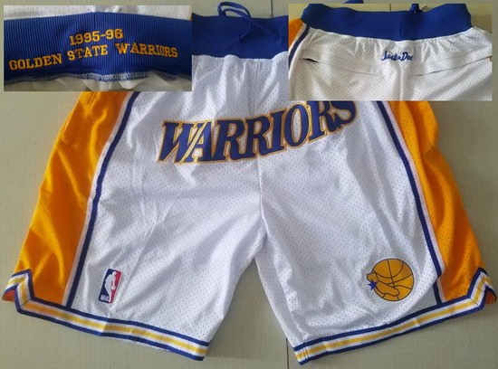 Men's Golden State Warriors White 1995 Just Don Swingman Shorts