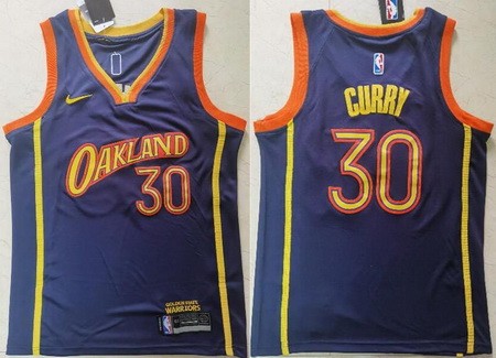 Men's Golden State Warriors #30 Stephen Curry Navy 2021 City Icon Swingman Jersey