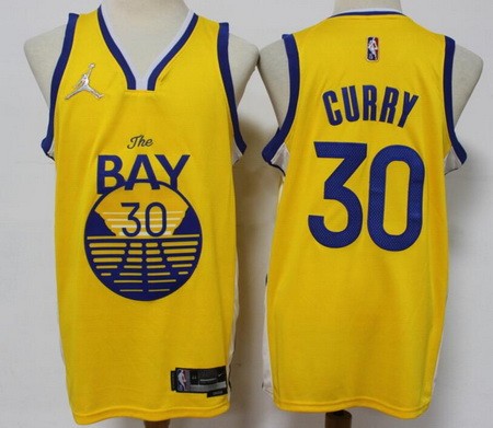 Men's Golden State Warriors #30 Stephen Curry Yellow Statement Diamond 75th Icon Swingman Jersey