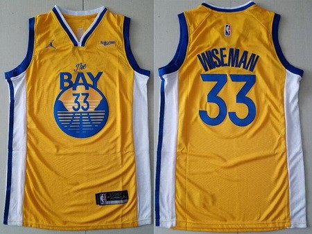 Men's Golden State Warriors #33 James Wiseman Yellow Statement Icon Sponsor Swingman Jersey