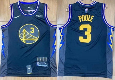 Men's Golden State Warriors #3 Jordan Poole Black City Diamond 75th Icon Sponsor Swingman Jersey