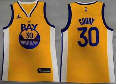 Men's Golden State Warriors #30 Stephen Curry Yellow Statement Icon Swingman Jersey