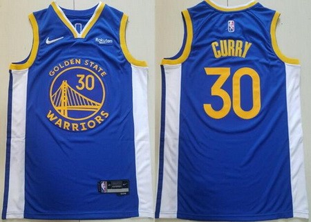 Men's Golden State Warriors #30 Stephen Curry Blue Diamond 75th Icon Sponsor Swingman Jersey
