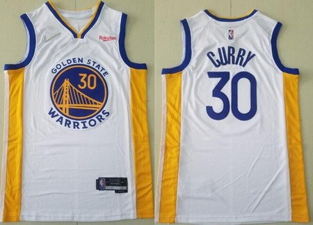 Men's Golden State Warriors #30 Stephen Curry White Diamond 75th Icon Sponsor Swingman Jersey