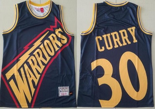Men's Golden State Warriors #30 Stephen Curry Navy Hollywood Classic Printed Jersey