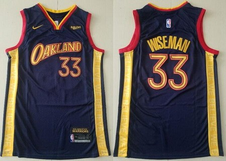 Men's Golden State Warriors #33 James Wiseman Navy 2021 City Icon Sponsor Swingman Jersey