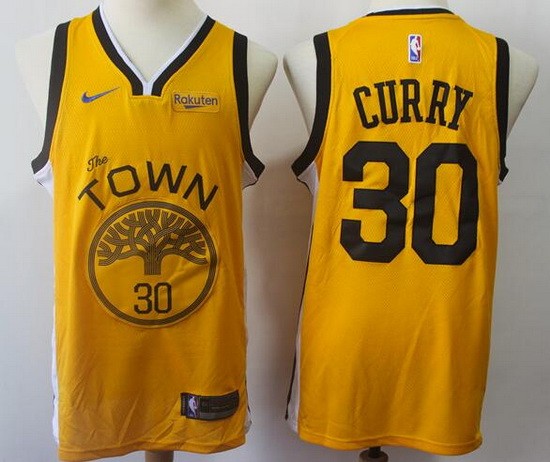 Men's Golden State Warriors #30 Stephen Curry Yellow Earned Icon Sponsor Swingman Jersey