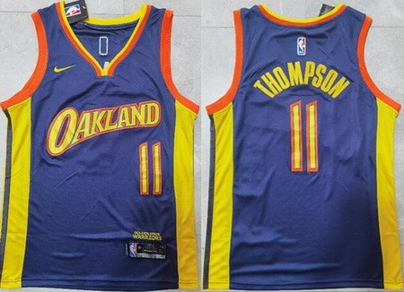 Men's Golden State Warriors #11 Klay Thompson Navy 2021 City Icon Swingman Jersey