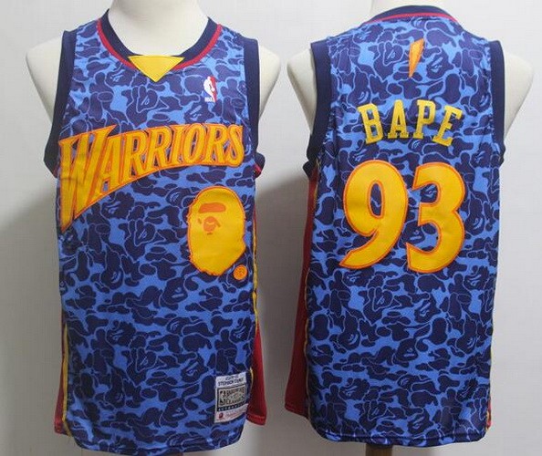 Men's Golden State Warriors #93 Bape Blue Swingman Jersey