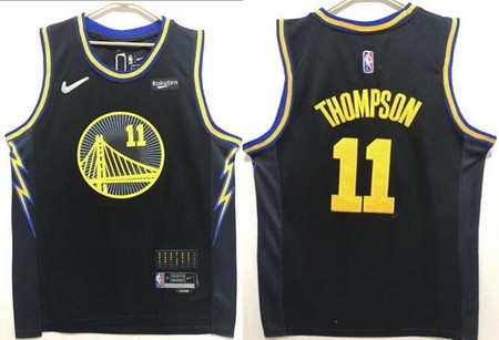 Men's Golden State Warriors #11 Klay Thompson Black City Diamond 75th Icon Sponsor Swingman Jersey