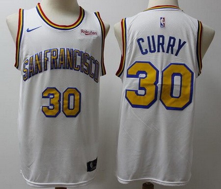 Men's Golden State Warriors #30 Stephen Curry White Hardwood Classics Finished Icon Sponsor Swingman Jersey
