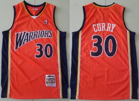 Men's Golden State Warriors #30 Stephen Curry Orange 2009 Throwback Swingman Jersey
