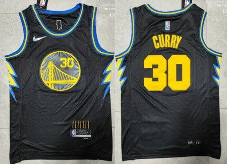 Men's Golden State Warriors #30 Stephen Curry Black City Diamond 75th Icon Swingman Jersey