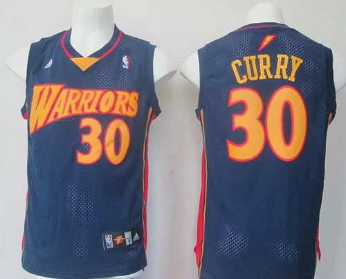 Men's Golden State Warriors #30 Stephen Curry Navy Blue Throwback Swingman Jersey