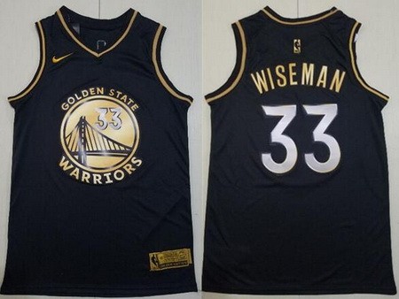 Men's Golden State Warriors #33 James Wiseman Black Gold 2021 Icon Swingman Jersey