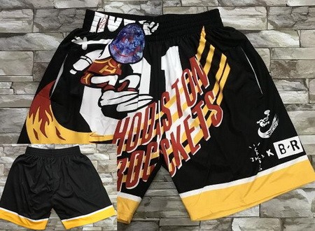 Men's Houston Rockets Black Travis Scott Bleacher Report Laser Printing Shorts