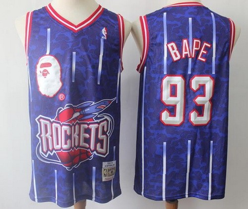 Men's Houston Rockets #93 Bape Navy 2002 Throwback Swingman Jersey