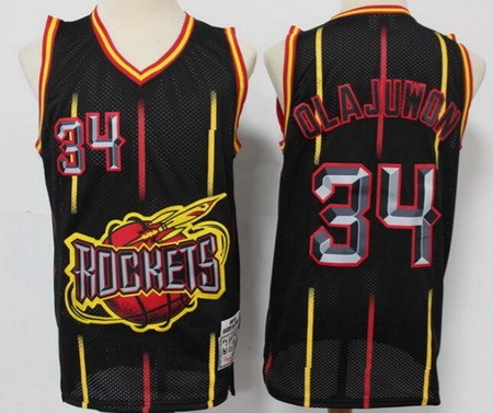 Men's Houston Rockets #34 Hakeem Olajuwon Black 1993 Hollywood Classic Swingman Jersey