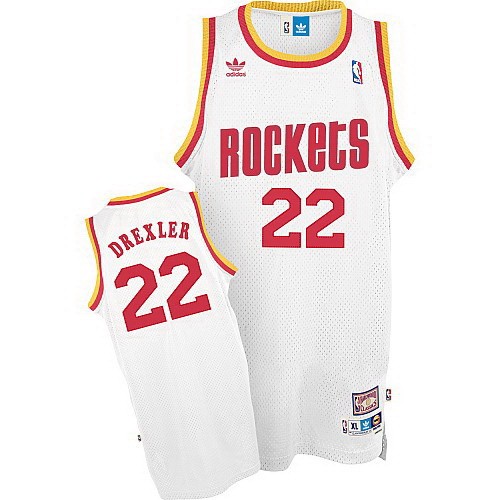 Men's Houston Rockets #22 Clyde Drexler White Throwback Swingman Jersey