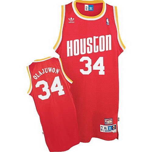 Men's Houston Rockets #34 Hakeem Olajuwon Red Throwback Swingman Jersey