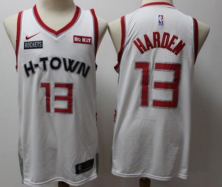 Men's Houston Rockets #13 #13 James Harden White 2019 City Icon Sponsor Swingman Jersey