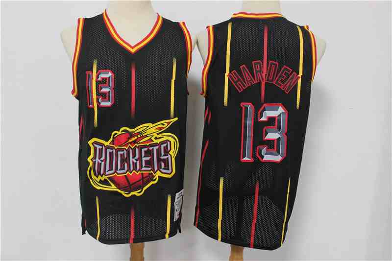 Men's Houston Rockets # 13 James Harden Black Hardwood Classics Jersey