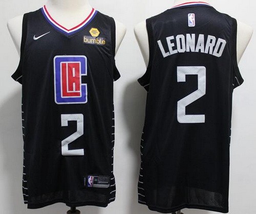 Men's Los Angeles Clippers #2 Kawhi Leonard Black Icon Sponsor Swingman Jersey
