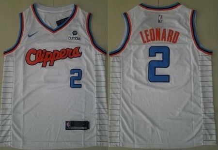 Men's Los Angeles Clippers #2 Kawhi Leonard White City 2019 Icon Sponsor Swingman Jersey