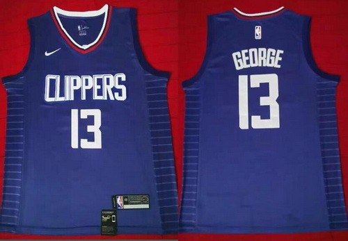 Men's Los Angeles Clippers #13 Paul George Blue Icon Swingman Jersey